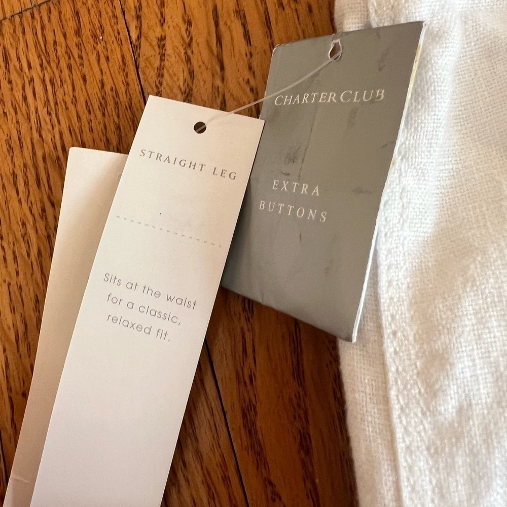 Charter Club Brand New White Linen Straight Leg Cropped Pants Size 24W - Picture 4 of 5